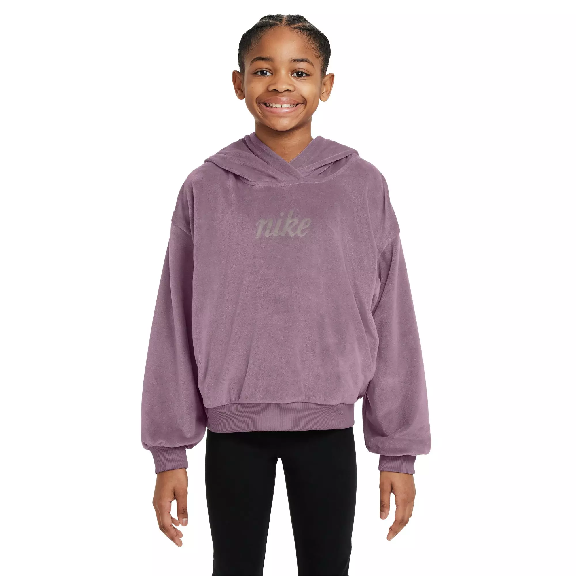 Nike Big Girls' Velour Sportswear Pullover Hoodie | Hibbett